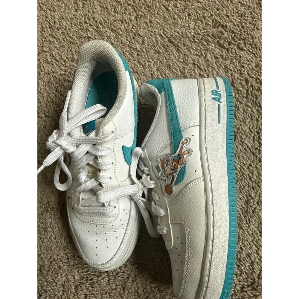 Nike Air Force 1 Low 'Space Jam' Basketball Shoes Sneakers White Blue Kids 5Y